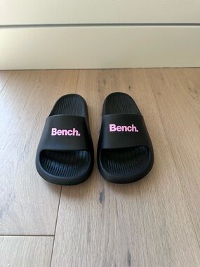 Bench Black Slide Sandals with Pink Logo for Kids